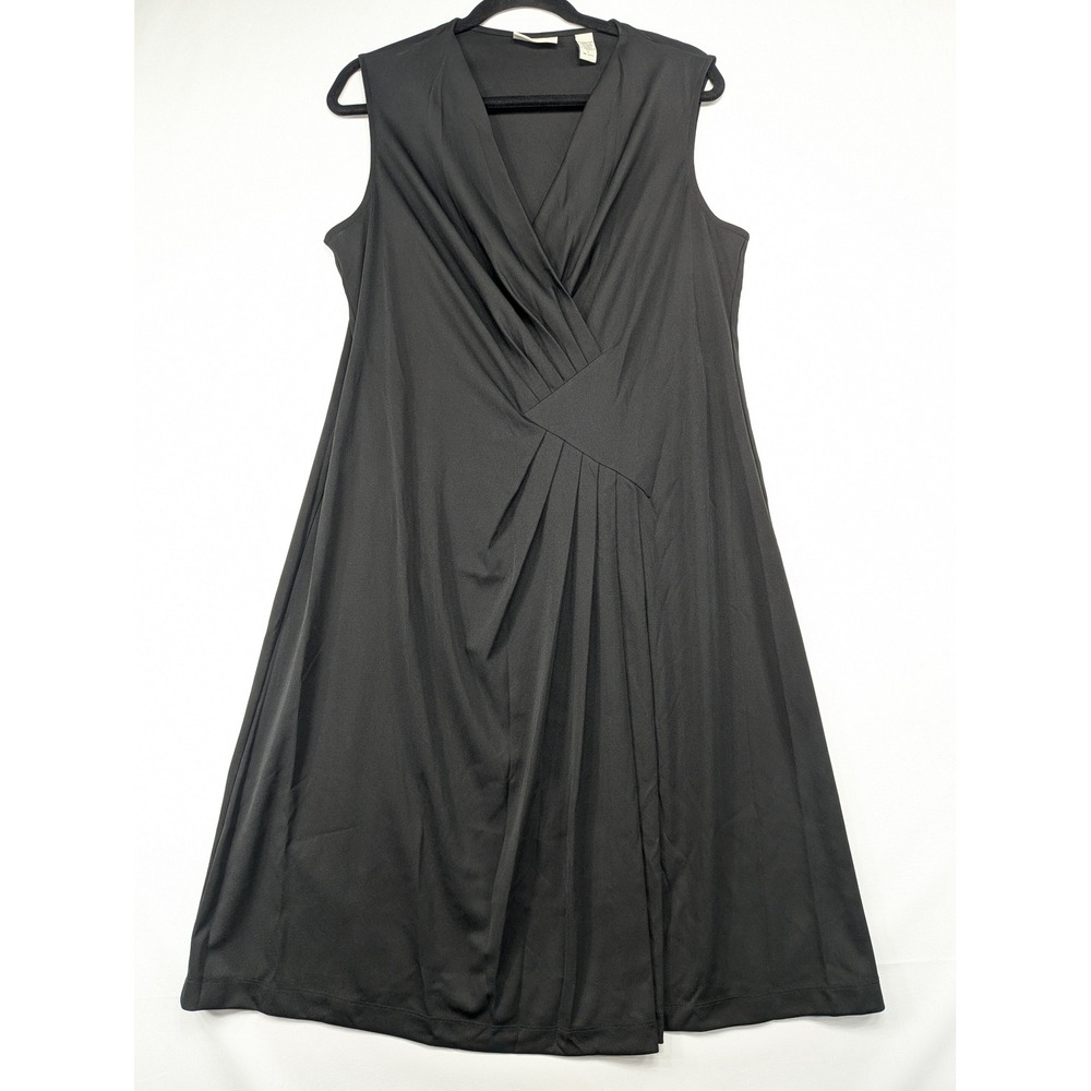 Amanda Smith Black V Neck Sleeveless Midi Dress‎ Plus Size L
